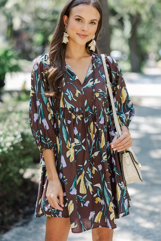 Talk It Through Espresso Floral Dress Y2K floral dresses