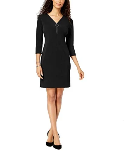 Zip-Neck A-Line Dress Cocktail unclassified dresses