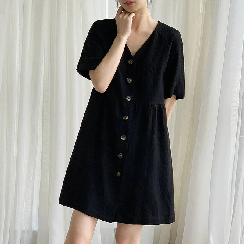 COTTON WAIST SLIMMING HEMP FRENCH DRESS_CWDSD4069 Long sleeve unclassified dresses