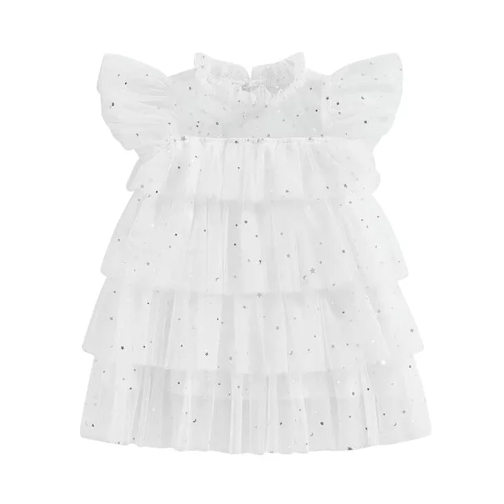 Fly Sleeve White Tulle Toddler Dress Tulle Dress Set