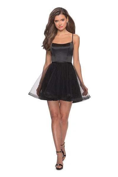 La Femme - Scoop Neck Tulle A-line Dress 28156SC Tulle Dress Flare