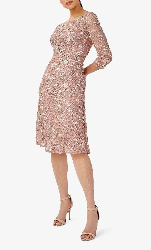 Adrianna Papell AP1E209857 - Sequin Beaded Boat Neck Dress Hot Pink Sequin