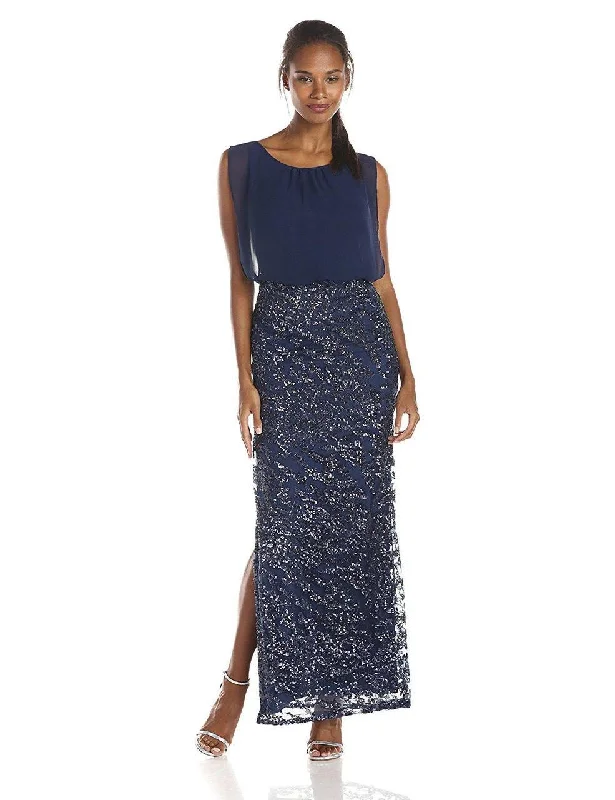 Aidan Mattox - Sequined Bateau Neck Mesh Dress 151A10470 Sequin Dress Shine