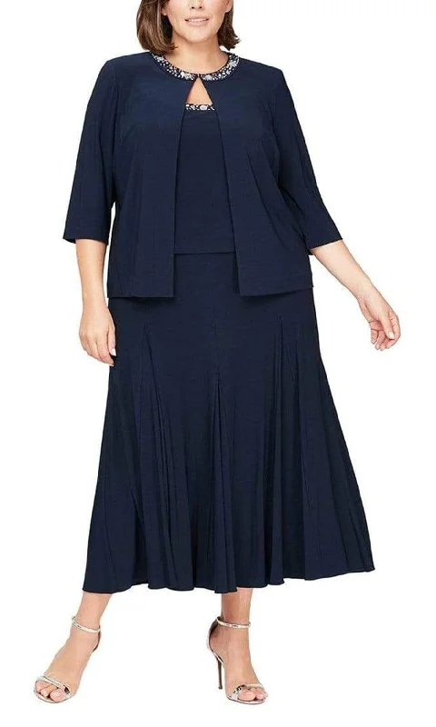 Alex Evenings - 435372 Plus Size Sleeveless A-Line Dress With Jacket Plus Size A-line