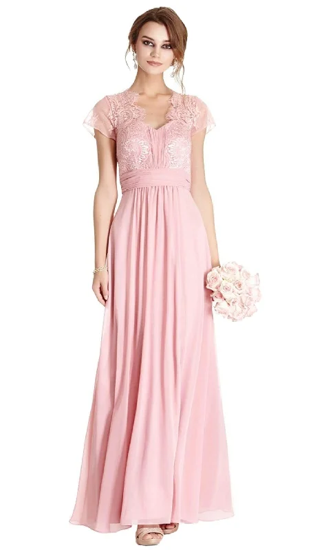 Aspeed Design - Lace Scalloped V-neck Mother of Bride Dress Classic Lace Dress