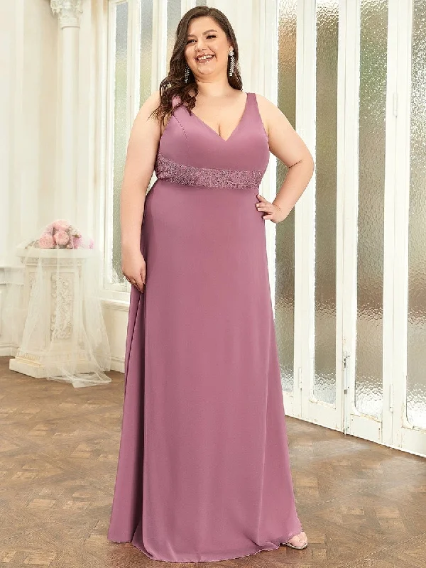 Backless Lace A-Line Chiffon Bridesmaid Dress Lace Dress Sparkle