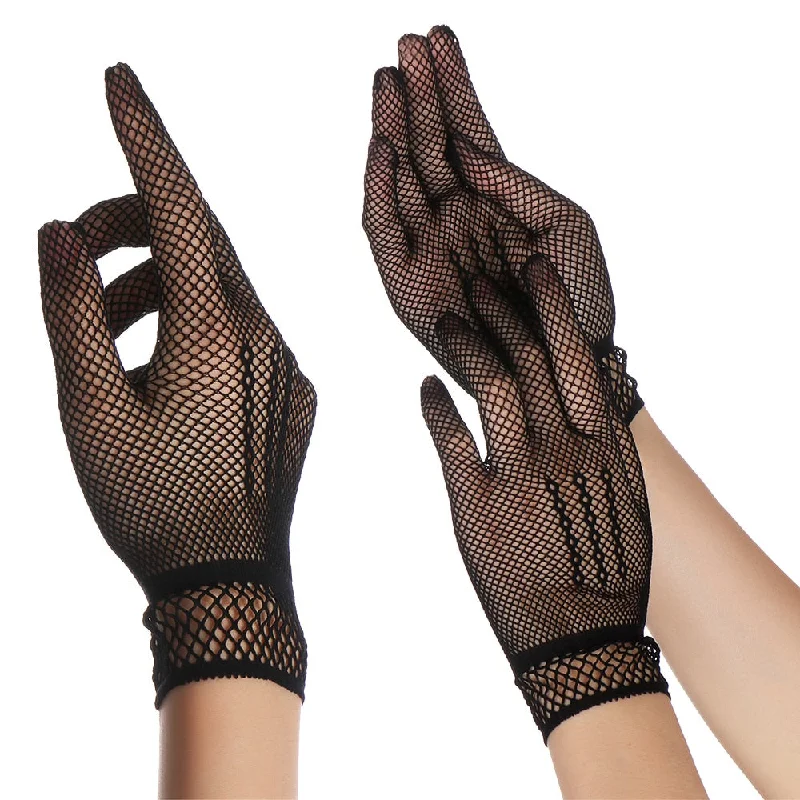 Butler Lace Short Gloves in Black Lace Shift Dress