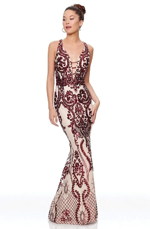 Clarisse - 3797 Sequined Deep V-neck Mermaid Dress Party Sequin Dress