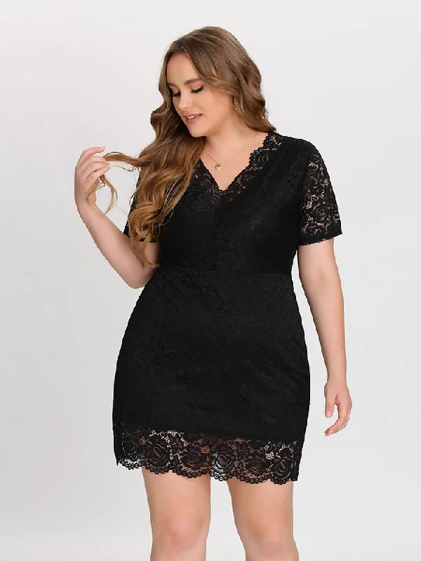 Lace Short Sleeve Dress Lace Dress Fashion