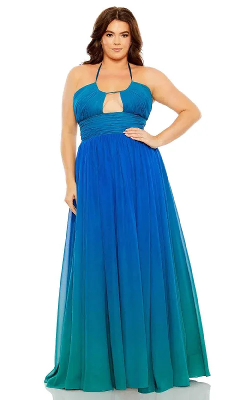 Mac Duggal 77017 - Sleeveless Ruched Plus Size Prom Long Dress Plus Size Fit-and-flare