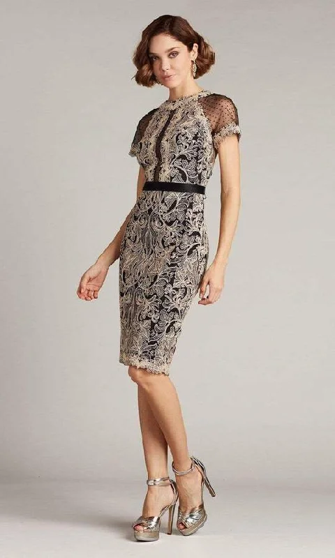 Tadashi Shoji - Newton Lace & Neoprene Dress BSU18085M - 1 pc Black/White In Size 10 Available Tiered Lace Gown