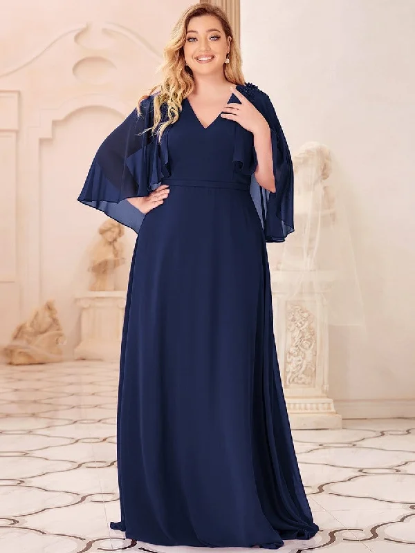 Women's Plus Size Floor Length Bridesmaid Dress with Wraps Plus Size Slit